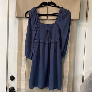 NICOLE MILLER Smocked Mini Dress NWT denim blue size M  (b18)
